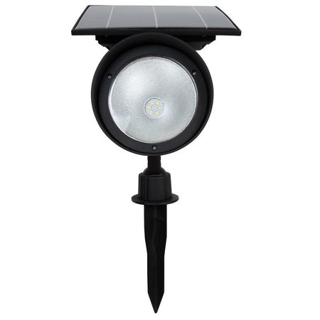 BOSTON HARBOR Solar Spotlight, NiMh Battery, 32 V 18650 Battery, 6Lamp, SMD Lamp, Plastic Fixture, Black 26526
